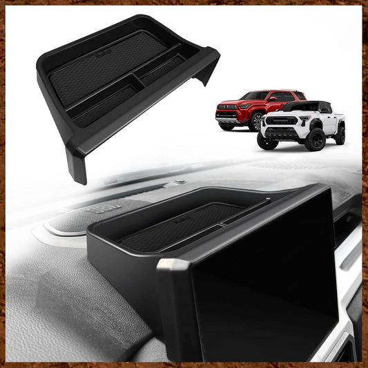 Muslogy Dashboard Storage Box Compatible with 2024 2025 Tacoma & 2025 4Runner Accessories Center Console Organizer w/14-inch Screen for Limited Trailhunter TRD Pro (14 Inch Screen Only) (Black)