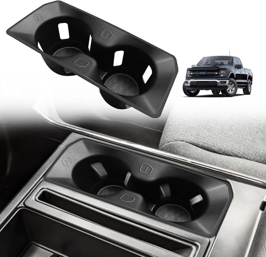 Muslogy Center Console Cup Holder Inserts Compatible with 2021-2024 2025 Ford F150 F-150 Accessories Middle Console Drink Holder TPE Organizer Non-Slip Drink Stopper(Bucket Seat Only)