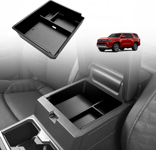 Muslogy Center Console Organizer Compatible with 2025 Toyota 4Runner Accessories Armrest Middle Console Divider Storage Box with Card Slot Tray Divider Insert Organizer ABS Material