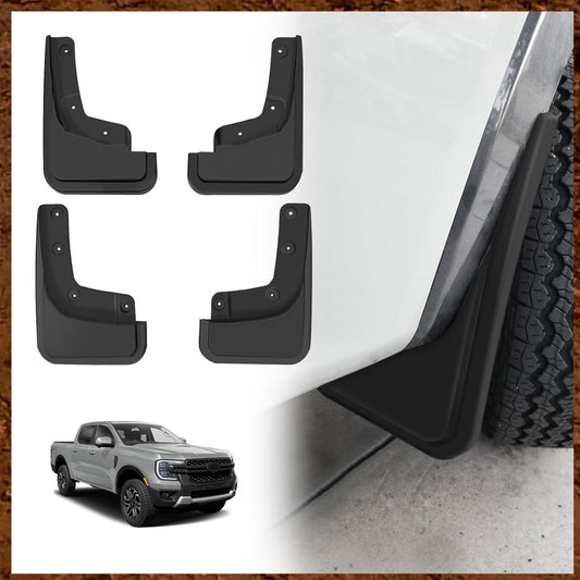 Muslogy Mud Flaps Splash Guards Compatible with Ford Ranger 2024 2025 Accessories Auto Parts Heavy Duty Fender Front & Rear Mudguard 4PCS Fit Ranger XL, XLT, Lariat (Won't Fit Raptor)